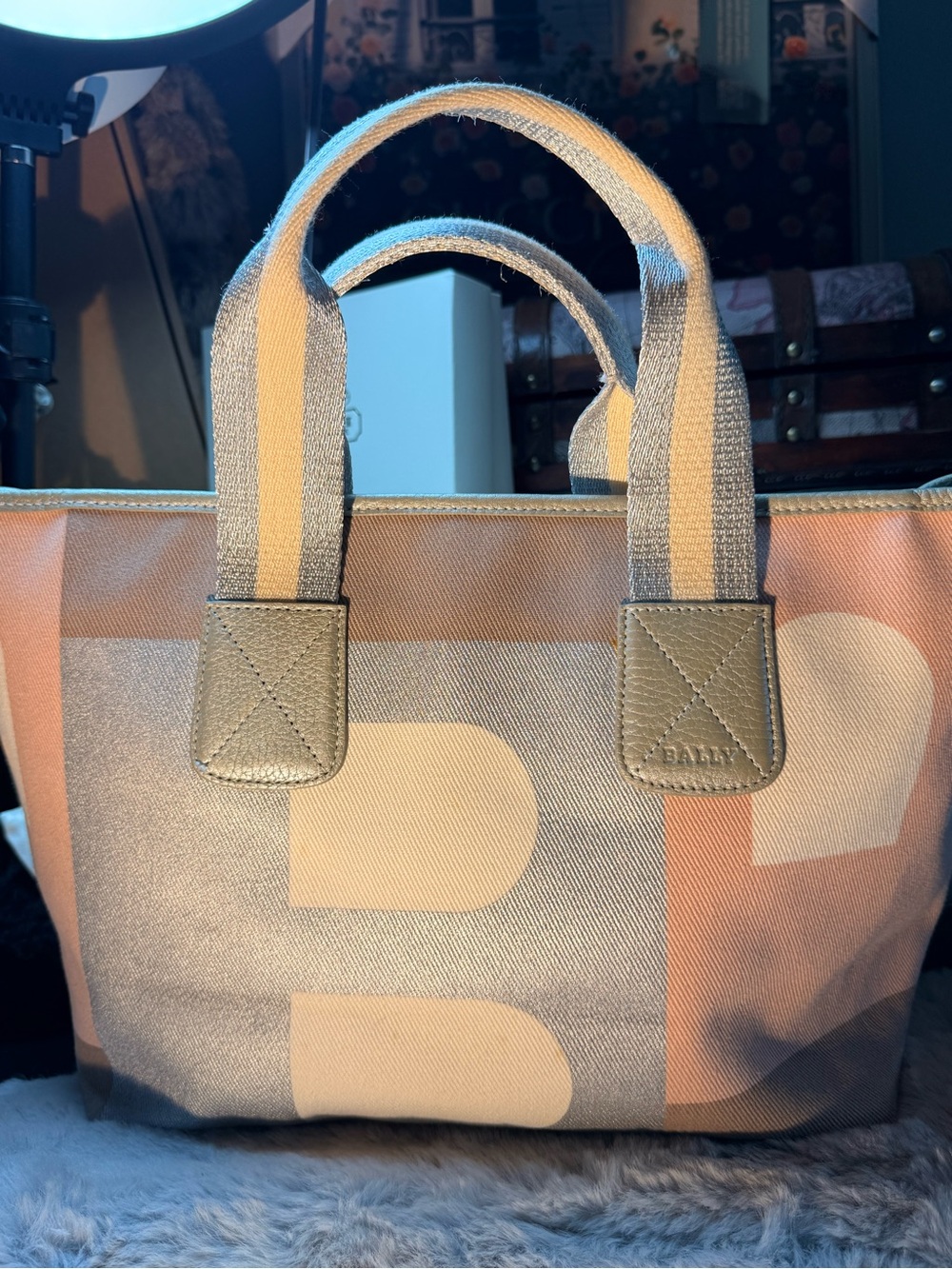 Bally Pink, Gray and White Logo Patchwork Tote - Picture 4 of 16